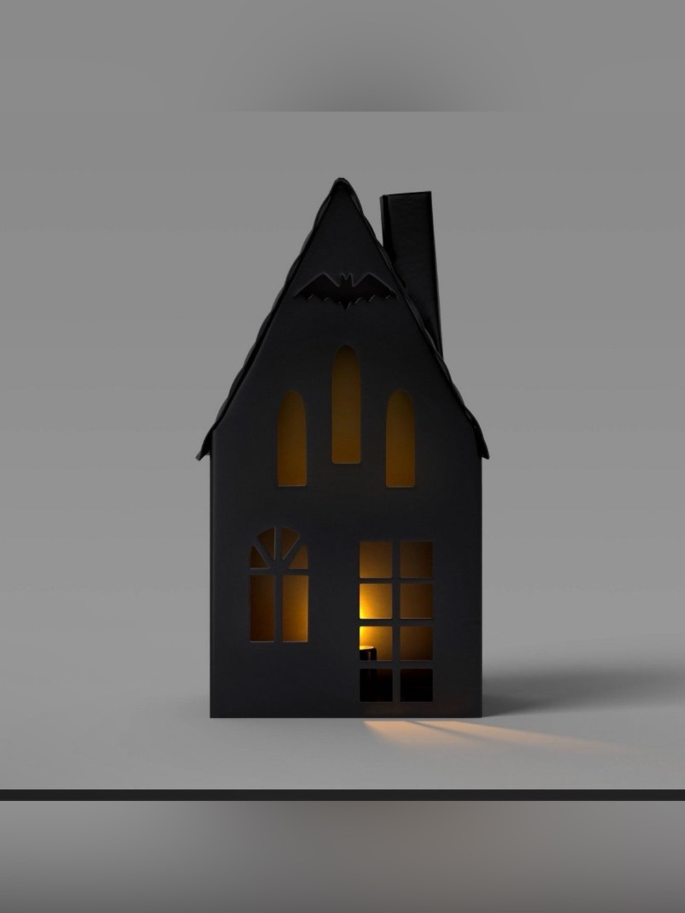 Black Decorative Haunted House Tealight Lantern - Battery Operated